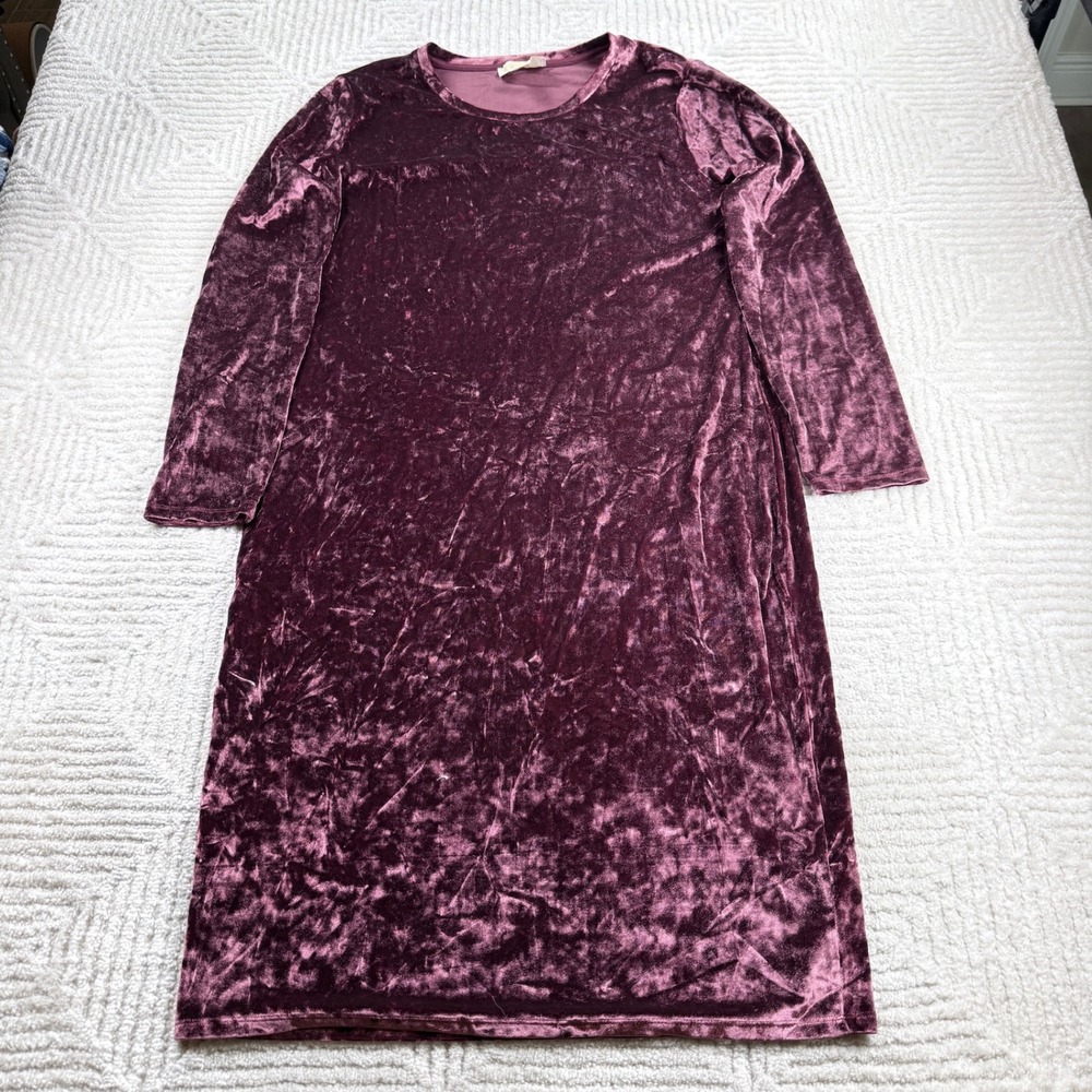 Michael Kors Crushed Velvet Shift Dress Women's XXL Plum Holiday Luxe Christmas